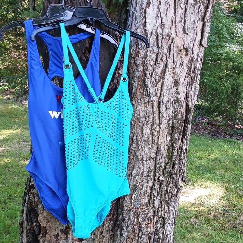 Nanette Lepore Aqua and Royal Blue One-Piece Swimsuit